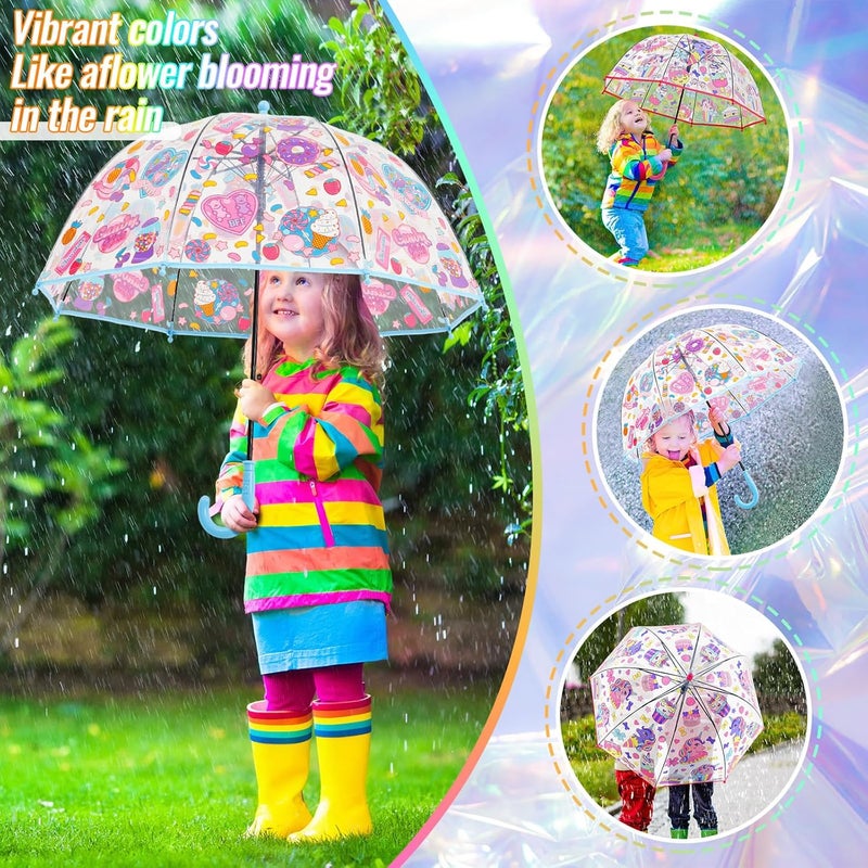 Fabbay 2 Pcs Kids Clear Bubble Umbrella Unicorn with Easy Grip Curved Handle Transparent Bubble Umbrella for Toddler Girls - Image 4